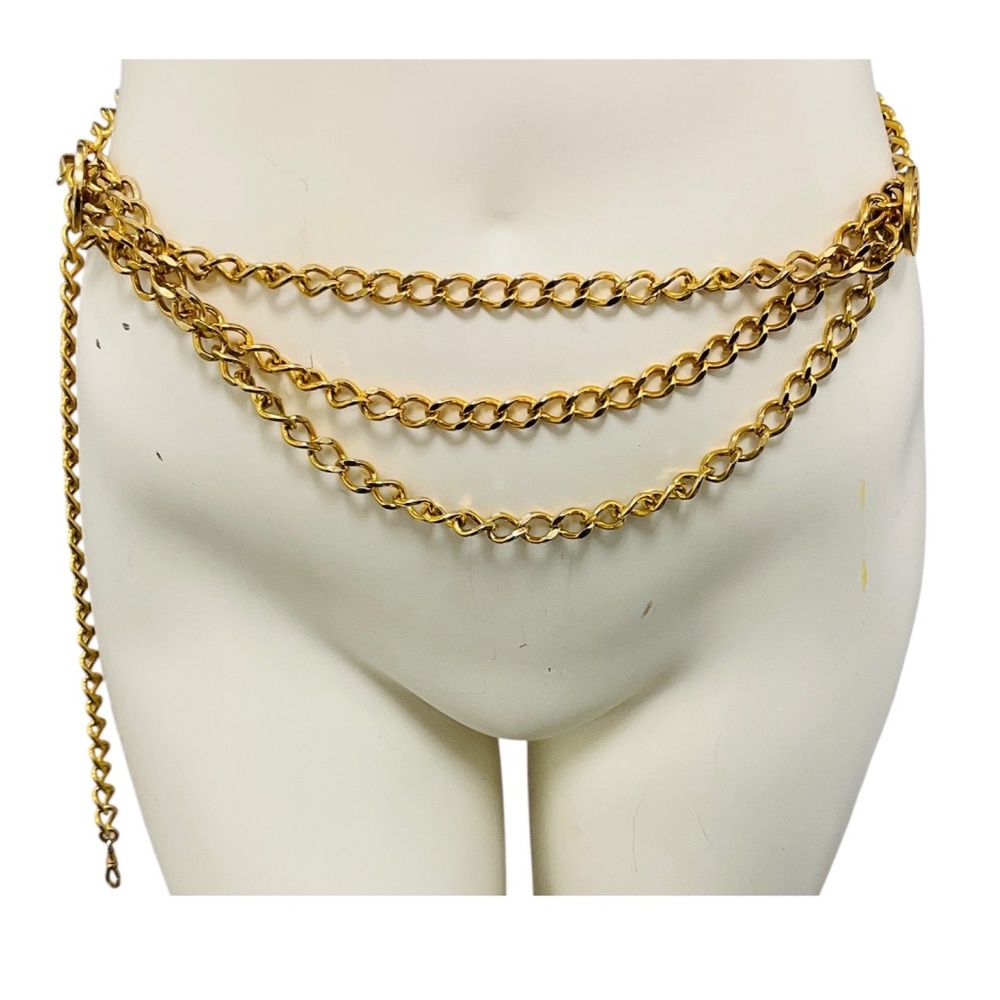 CHANEL VINTAGE 1984 GOLD CC MEDALLION CHAIN BELT - Picture 3 of 8